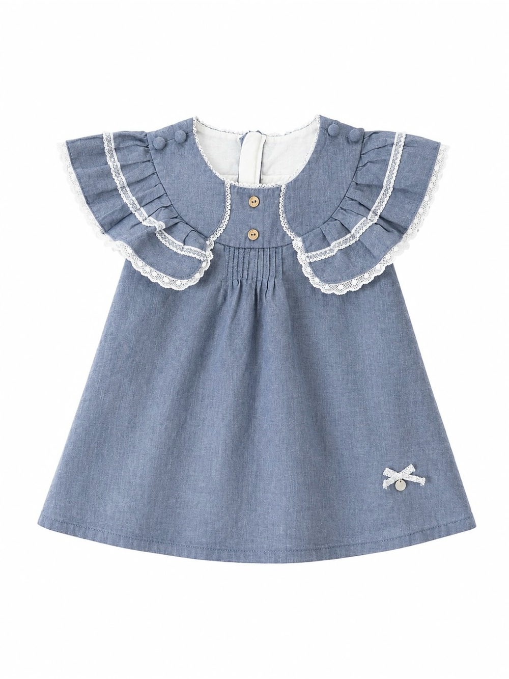 Dave & Bella Blue Chambray Lace Ruffle Dress Girls Size 2T 90/52